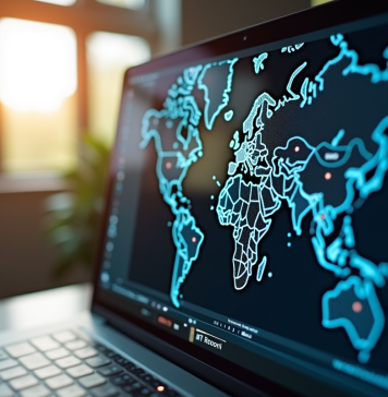 Ecran d'ordinateur avec carte reseau et IP en lumiere naturelle