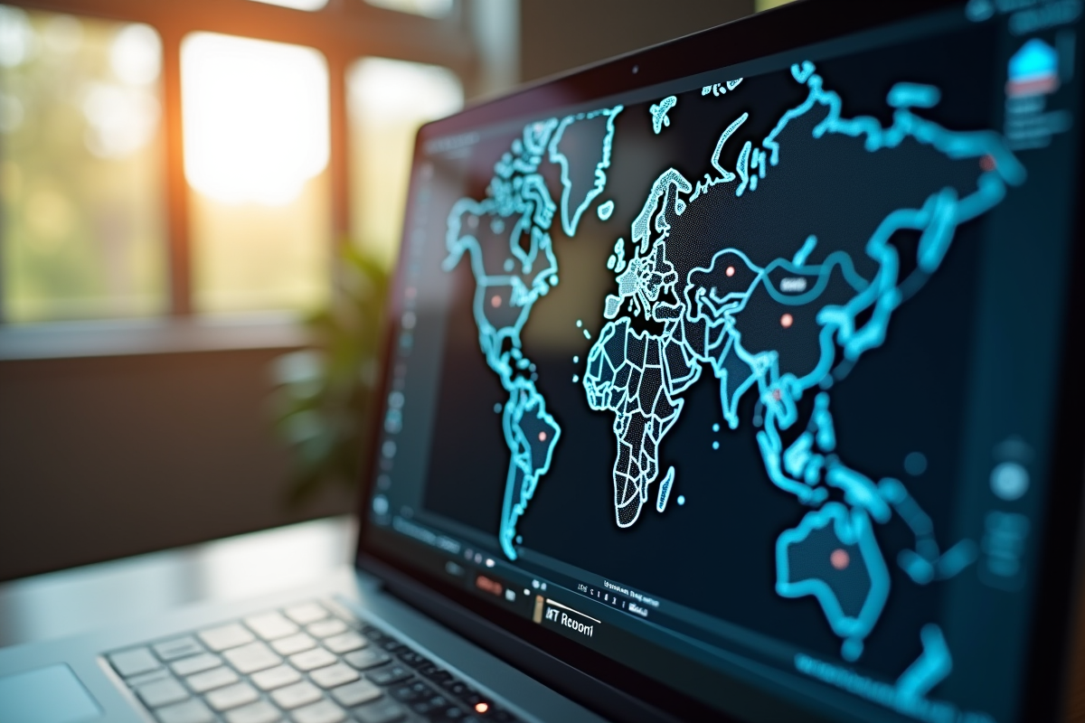 Ecran d'ordinateur avec carte reseau et IP en lumiere naturelle
