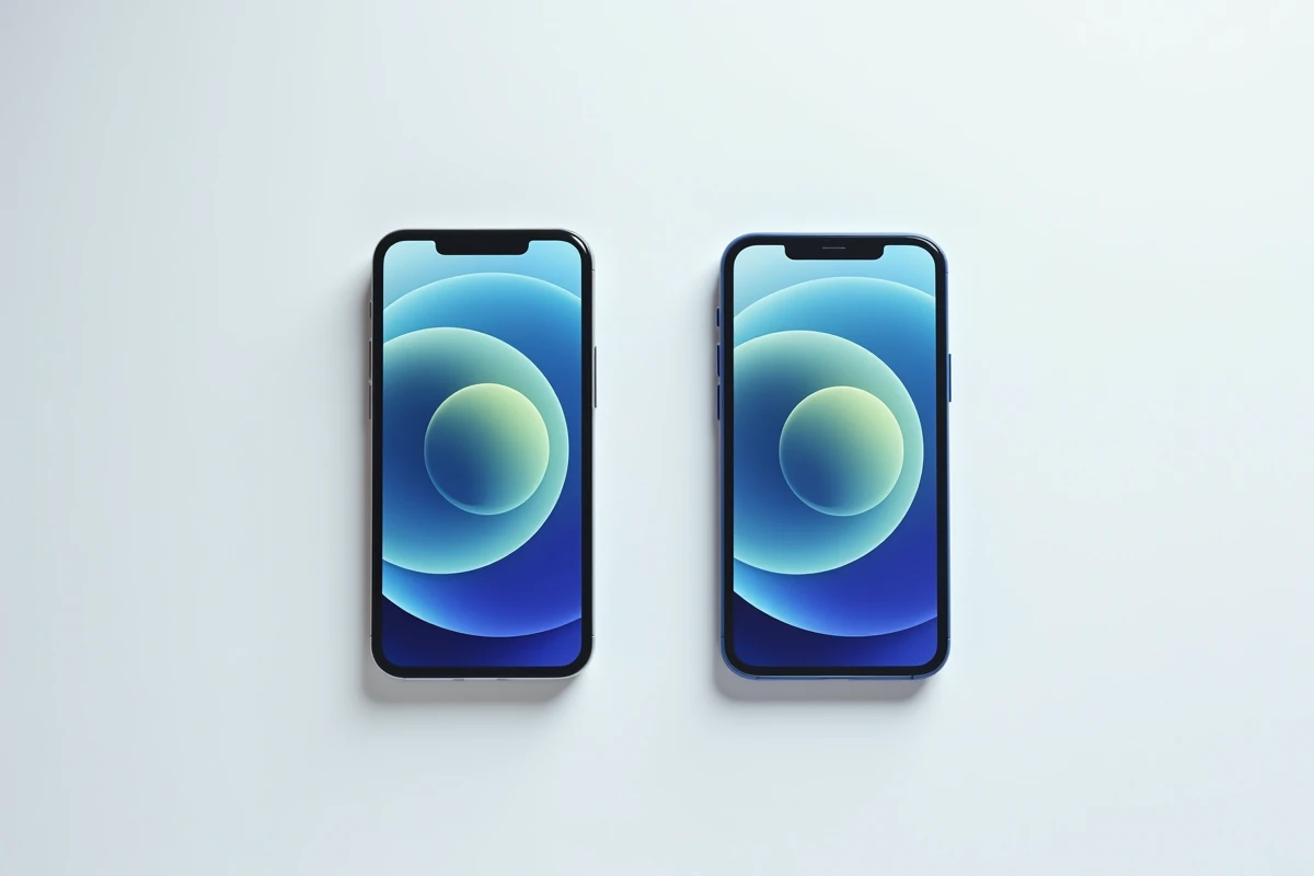 Comparaison iPhone 15 face aux concurrents Android en 2026, test smartphone vue du dessus
