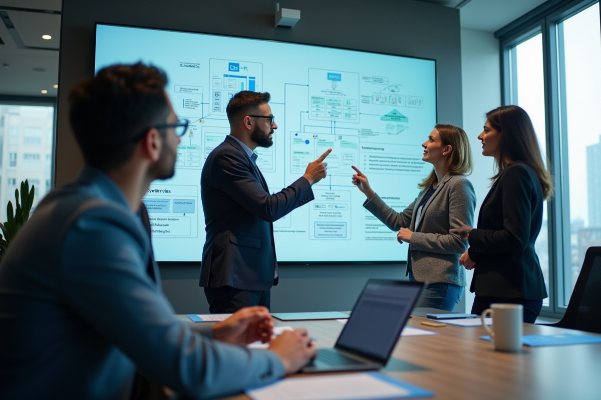 Equipe diverse discute autour d