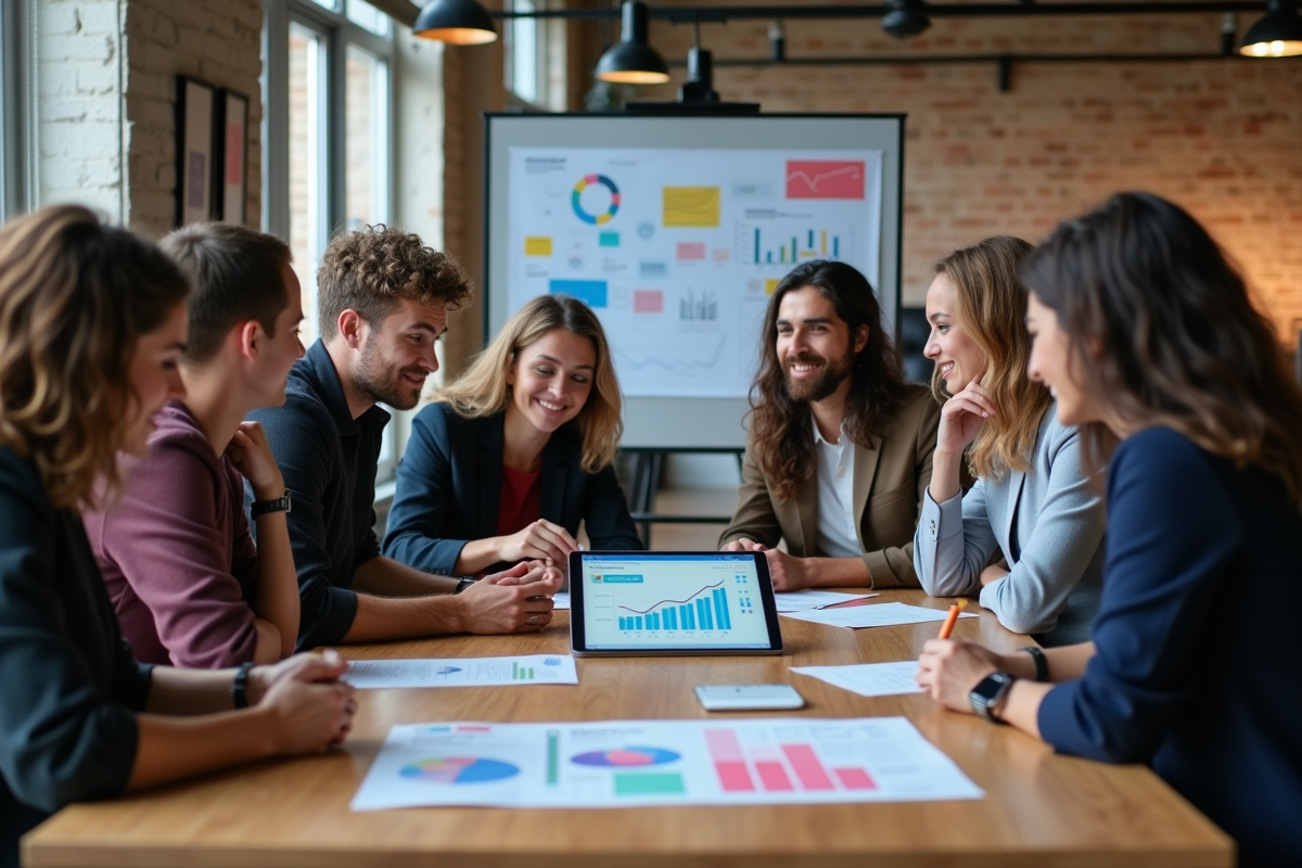 Groupe de jeunes professionnels en réunion collaborative