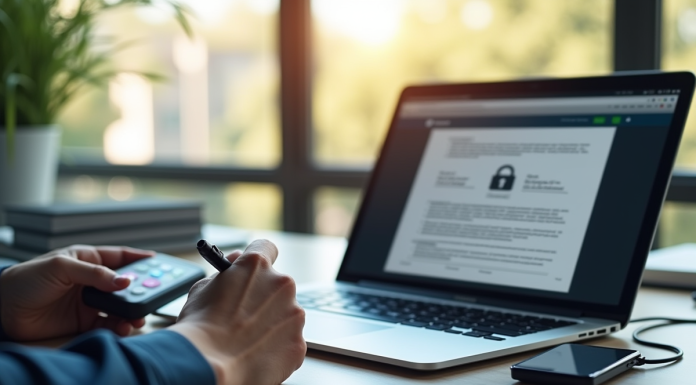 Espace de travail professionnel avec signature électronique et sécurité