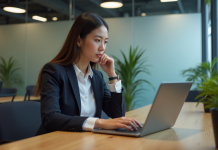 Ciblage des publicités Facebook : stratégies efficaces pour optimiser les campagnes Jeune femme professionnelle analysant des données Facebook