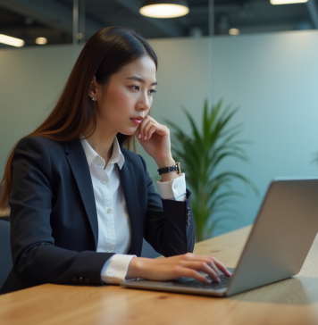 Ciblage des publicités Facebook : stratégies efficaces pour optimiser les campagnes Jeune femme professionnelle analysant des données Facebook