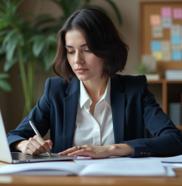Mots-clés à longue traîne : exemples efficaces pour optimiser votre SEO ! Jeune femme professionnelle tapant des mots clés sur un ordinateur