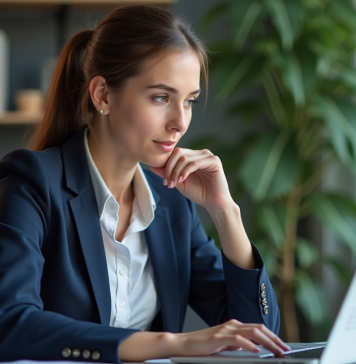 Analyse de données d’un site web : Techniques et outils efficaces pour réussir Jeune femme professionnelle examine des graphiques au bureau