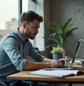 Principe du référencement : Comment ça fonctionne et à quoi ça sert ? Jeune homme professionnel utilisant un ordinateur au bureau