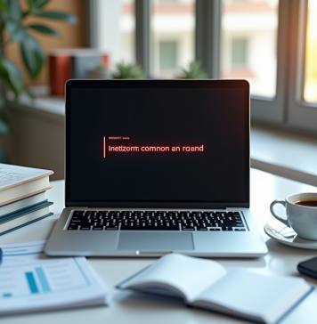 Quelles sont les solutions possibles au code d’erreur F3411-1009 ? Ordinateur portable avec message d erreur sur un bureau lumineux