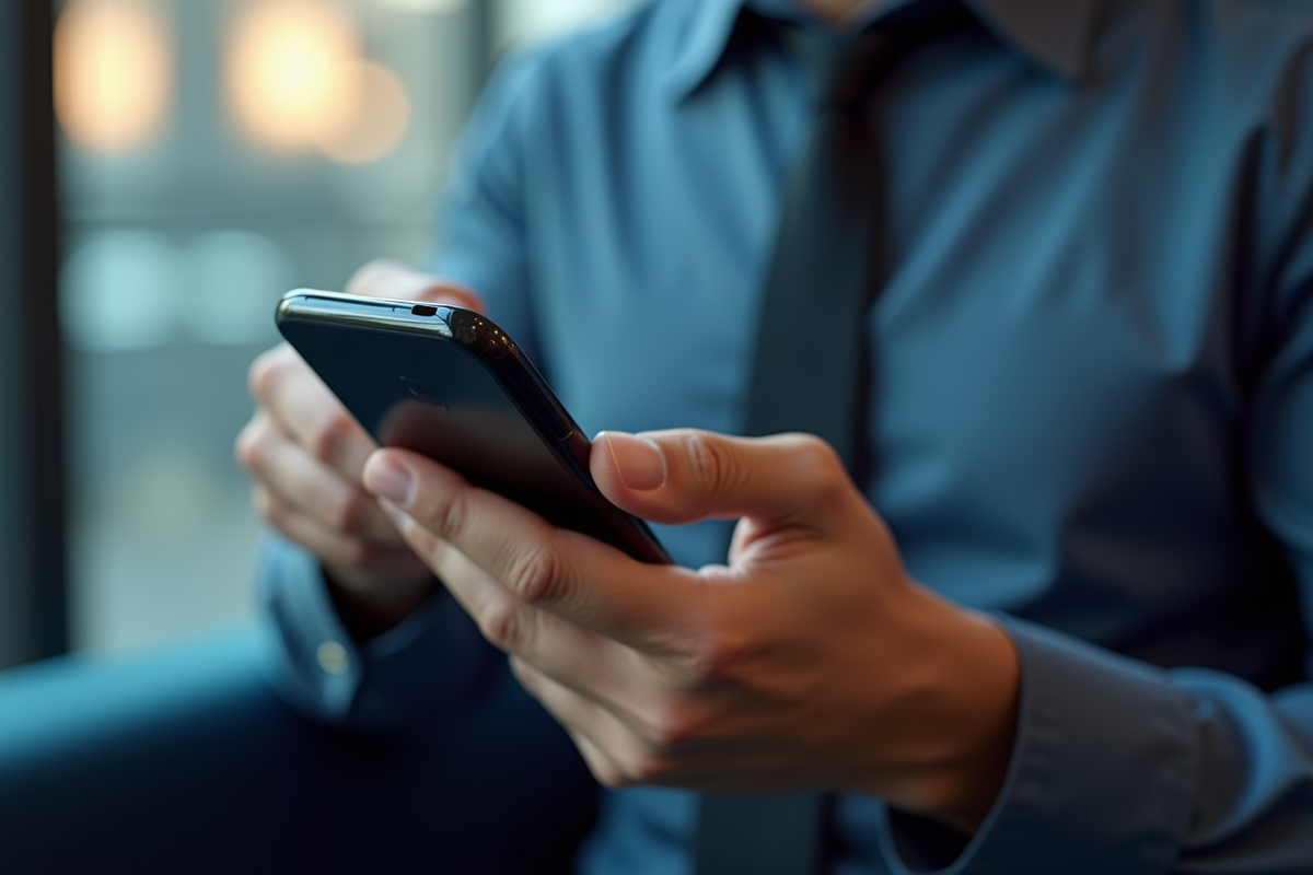 Personne tenant un smartphone avec notification IP claire
